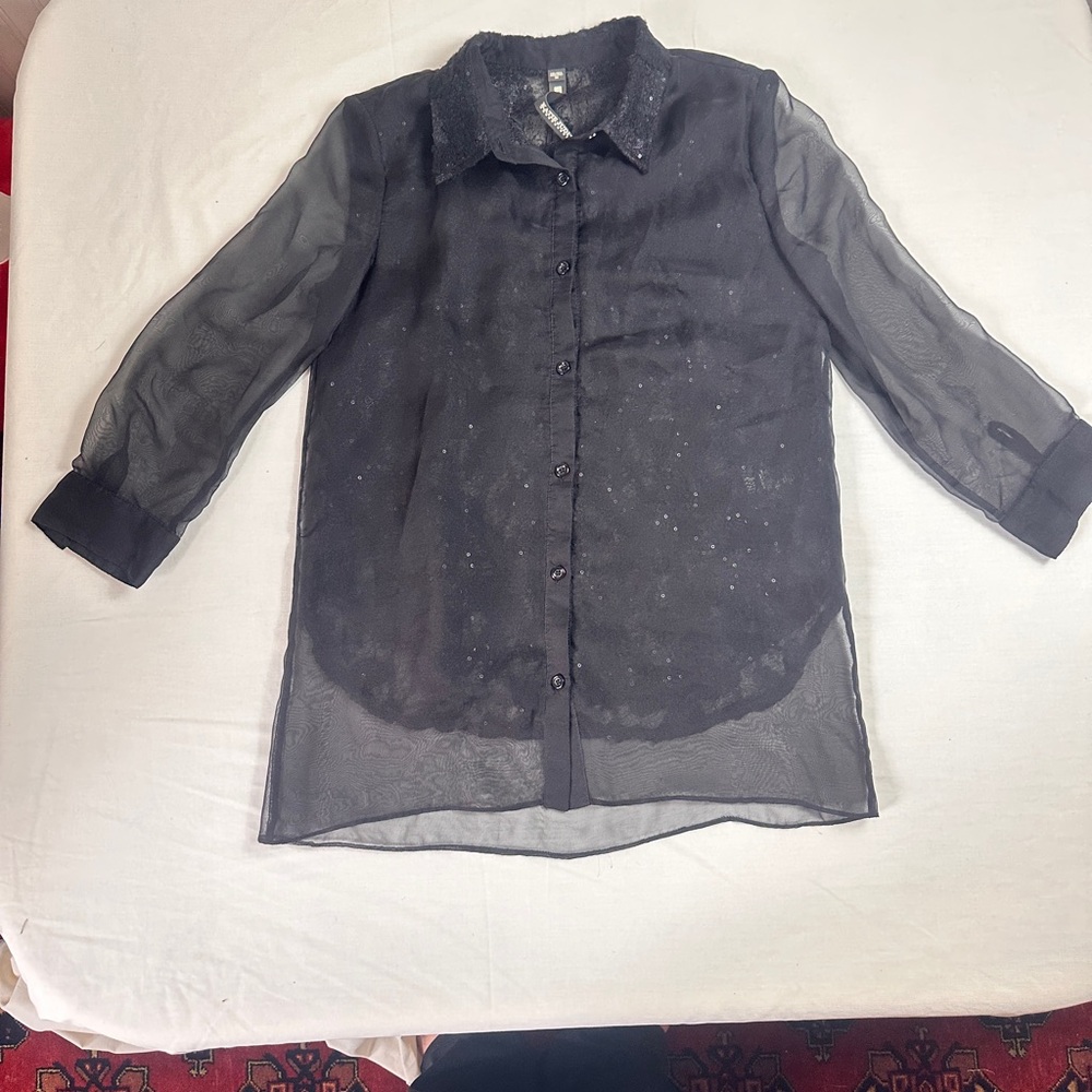 Elegant Black Sheer Women's Top